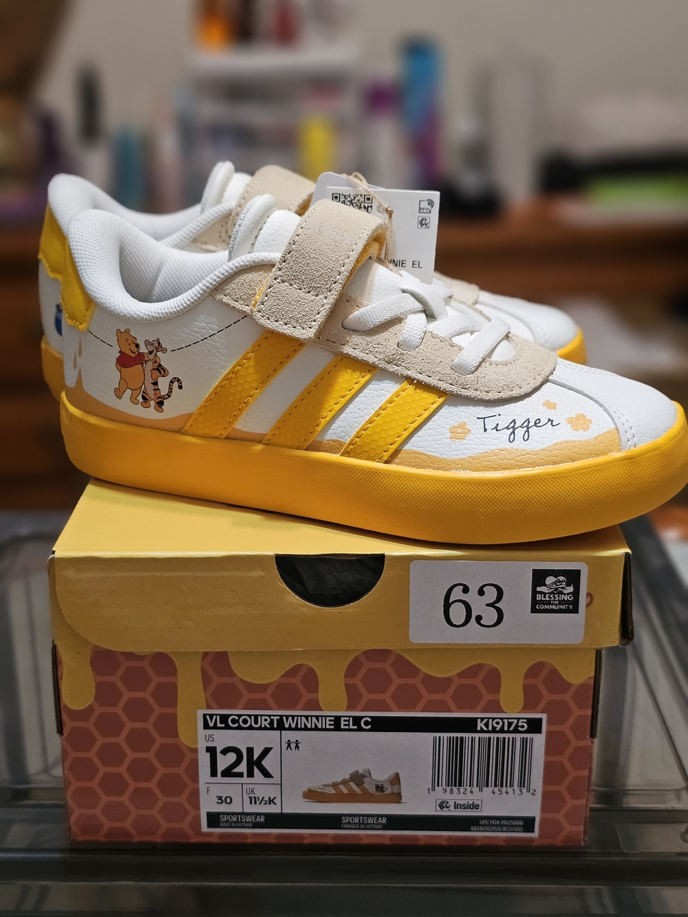 adidas Kids Tigger Sneakers in White and Yellow
